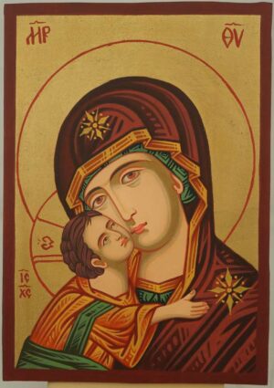 Theotokos Eleusa small Hand Painted Icon Byzantine Orthodox