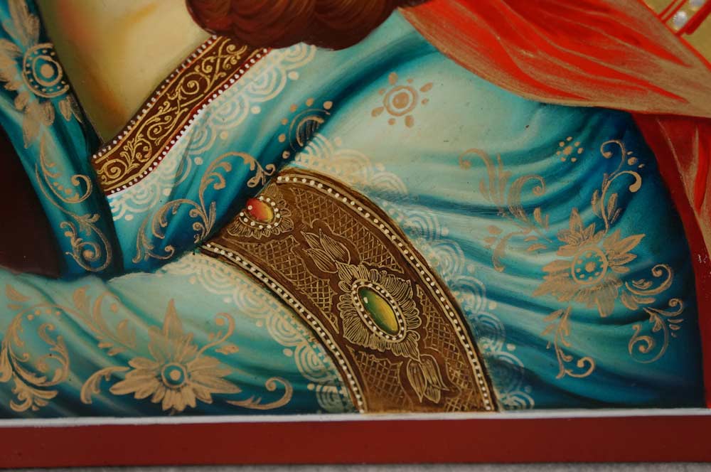 Hand-Painted Orthodox Icon of Virgin of Tenderness (Eleousa)