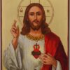 jesus christ sacred heart icon large hand painted roman catholic