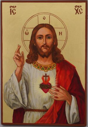 jesus christ sacred heart icon large hand painted roman catholic