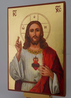 jesus christ sacred heart icon large hand painted roman catholic