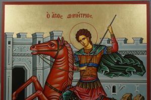 St Demetrios the Myrrh-Streamer Hand-Painted Greek Orthodox Icon
