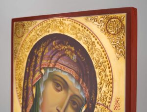 theotokos of kazan (decorated halo) icon hand painted orthodox