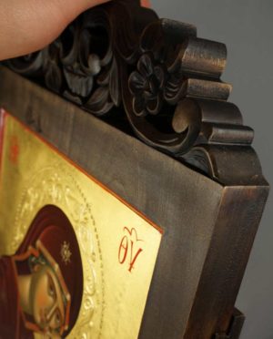 Virgin of Tenderness (carved wood) Hand-Painted Orthodox Icon