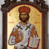 Hand-Painted Greek Orthodox Icon of Christ the Great High Priest (carved wood)