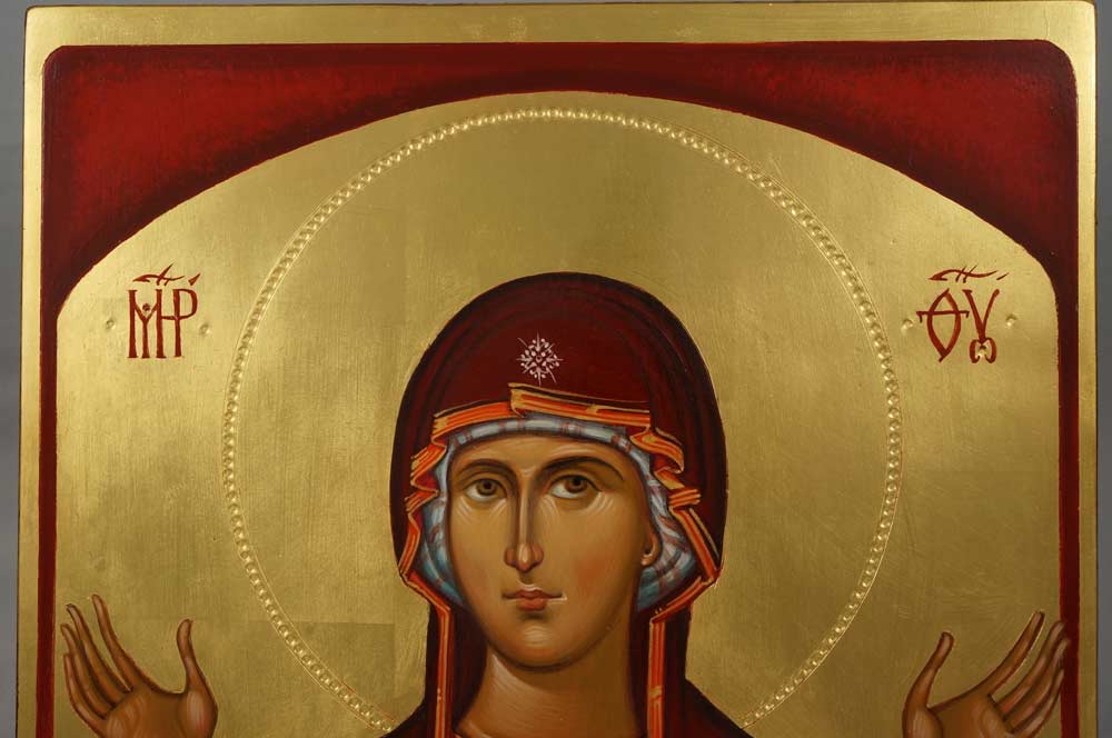 Hand-Painted Orthodox Icon Theotokos of the Sign (Oranta)