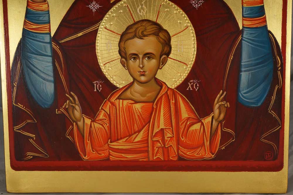Hand-Painted Orthodox Icon Theotokos of the Sign (Oranta)