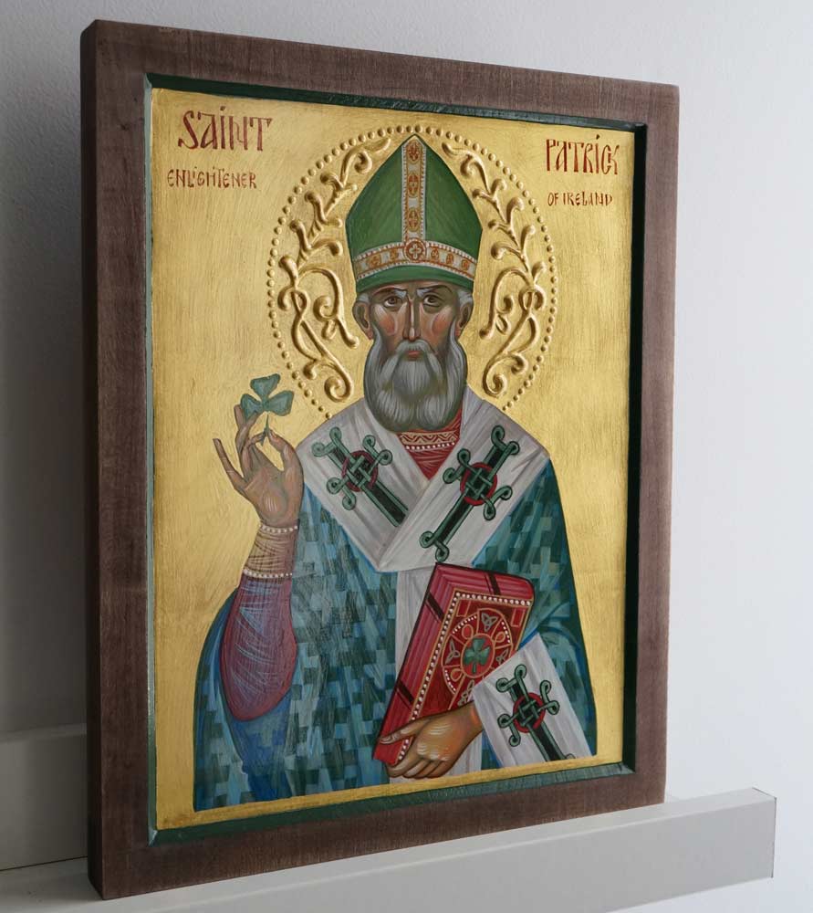 Hand-Painted Orthodox Icon of St Patrick Enlightener of Ireland