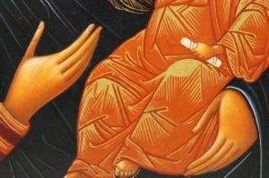 Hand-Painted Orthodox Icon of Theotokos the Guide (raised border)