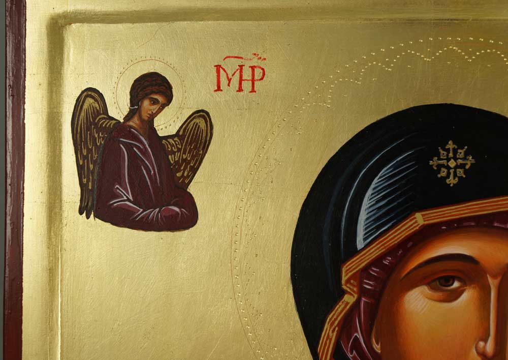Hand-Painted Orthodox Icon of Theotokos the Guide (raised border)