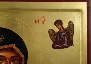Hand-Painted Orthodox Icon of Theotokos the Guide (raised border)