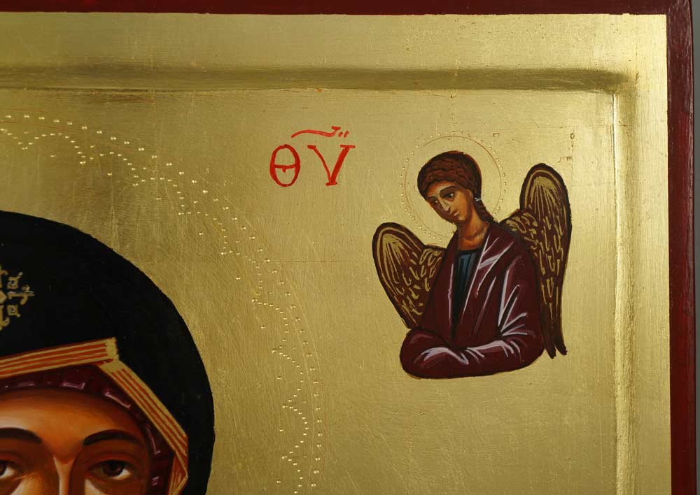 Hand-Painted Orthodox Icon of Theotokos the Guide (raised border)