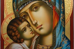 The Virgin Eleusa (halo relief) Hand-Painted Orthodox Icon