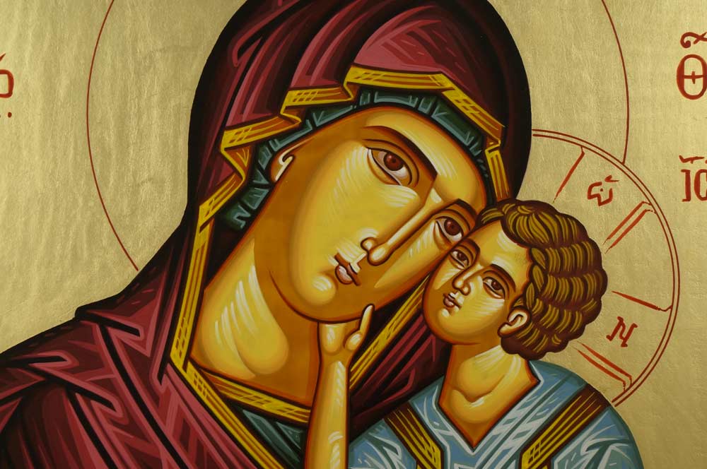 Hand-Painted Orhtodox Icon of Virgin Mary Tender Mercy