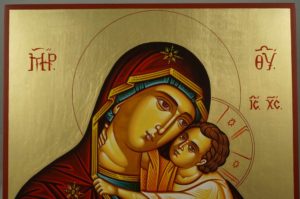 Hand-Painted Greek Orthodox Icon Virgin of the Sweet Kiss