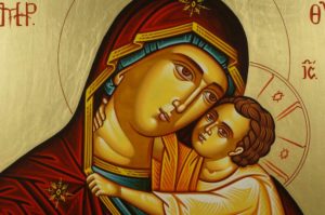 Hand-Painted Greek Orthodox Icon Virgin of the Sweet Kiss