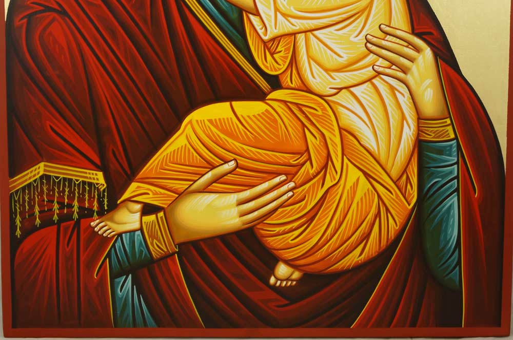 Hand-Painted Greek Orthodox Icon Virgin of the Sweet Kiss