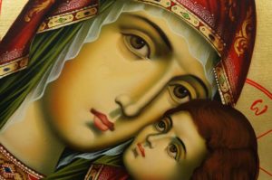 Hand-Painted Orthodox Icon of Virgin Mary Glykofilousa
