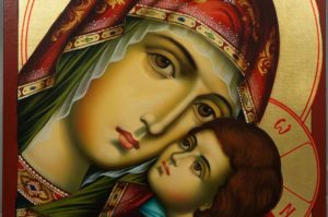 Hand-Painted Orthodox Icon of Virgin Mary Glykofilousa