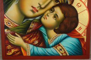 Hand-Painted Orthodox Icon of Virgin Mary Glykofilousa