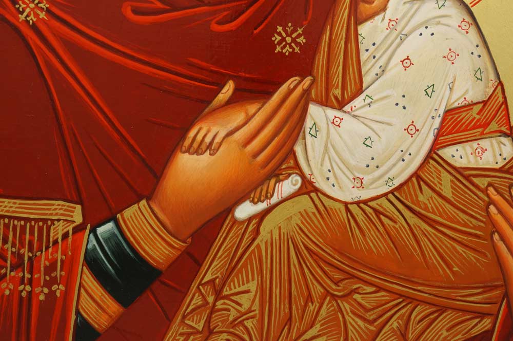Hand-Painted Byzantine Icon Theotokos Tender Mercy (raised border)