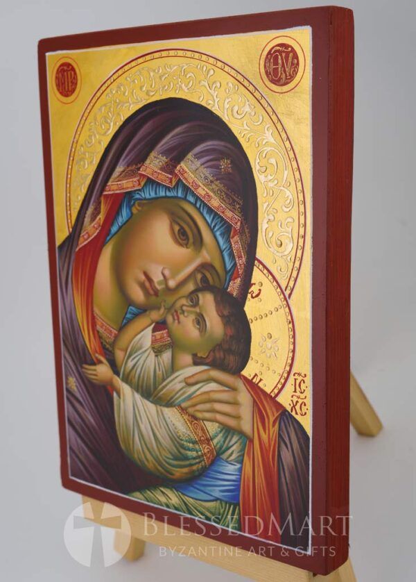 the virgin of the sweet kiss icon hand painted orthodox