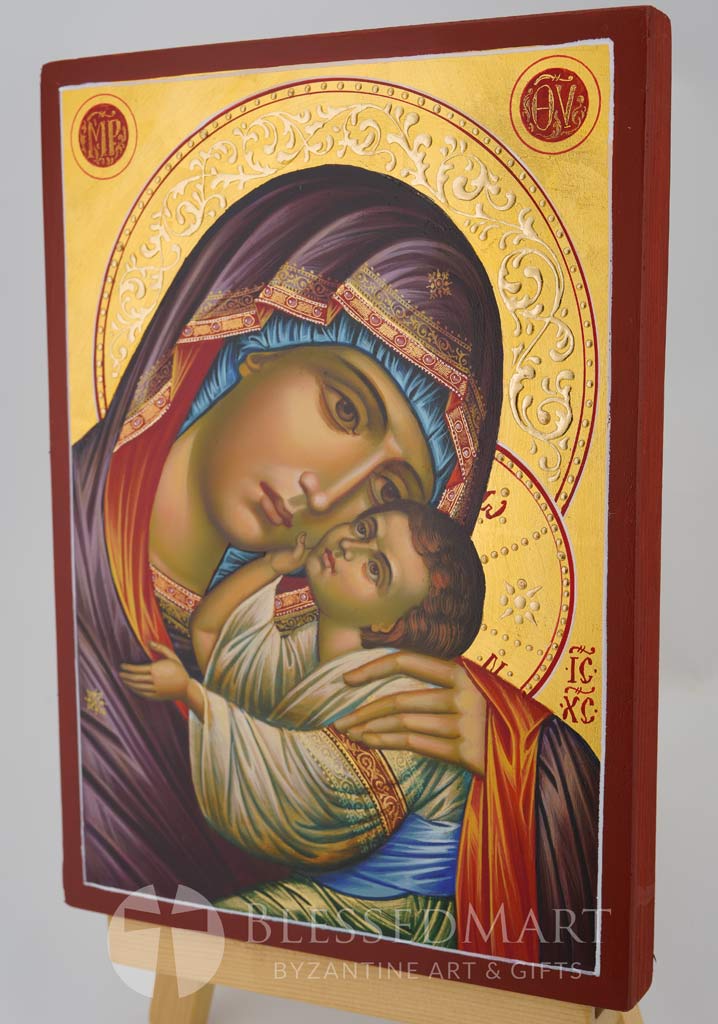 the virgin of the sweet kiss icon hand painted orthodox