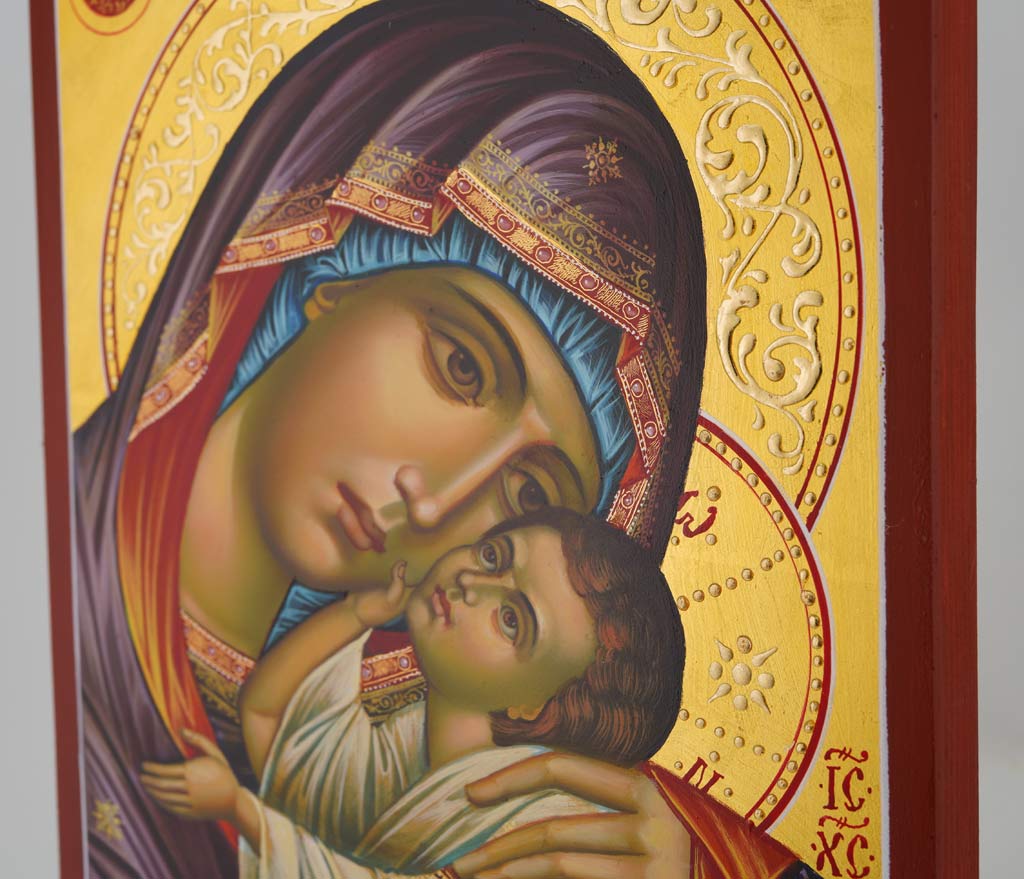 the virgin of the sweet kiss icon hand painted orthodox