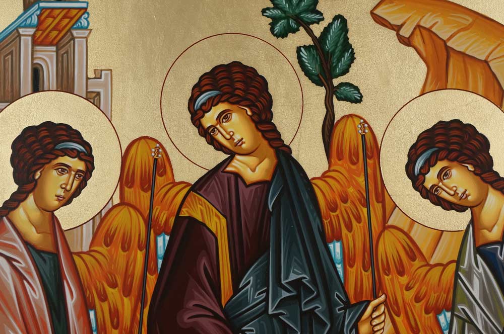 Hand-Painted Orthodox Icon of Hospitality of Abraham (Holy Trinity)