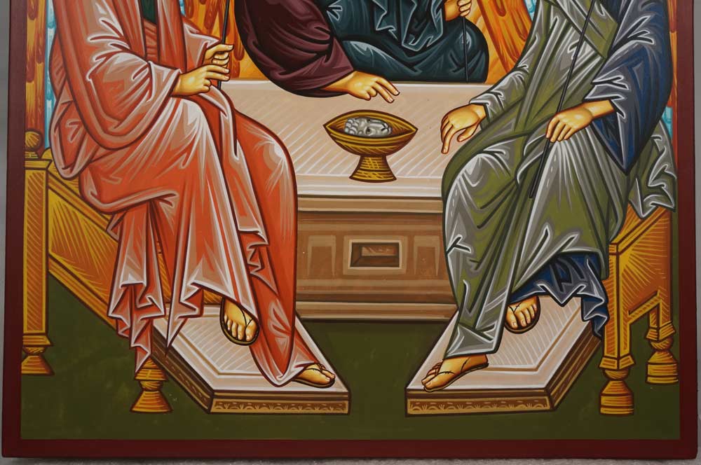 Hand-Painted Orthodox Icon of Hospitality of Abraham (Holy Trinity)