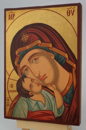 Madonna and Child Jesus small Icon Hand Painted Byzantine Orthodox