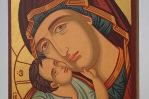 Madonna and Child Jesus small Icon Hand Painted Byzantine Orthodox