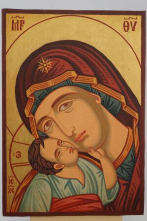 Madonna and Child Jesus small Icon Hand Painted Byzantine Orthodox