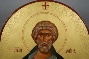 Martyr Menas of Egypt (arched wood) Hand-Painted Icon