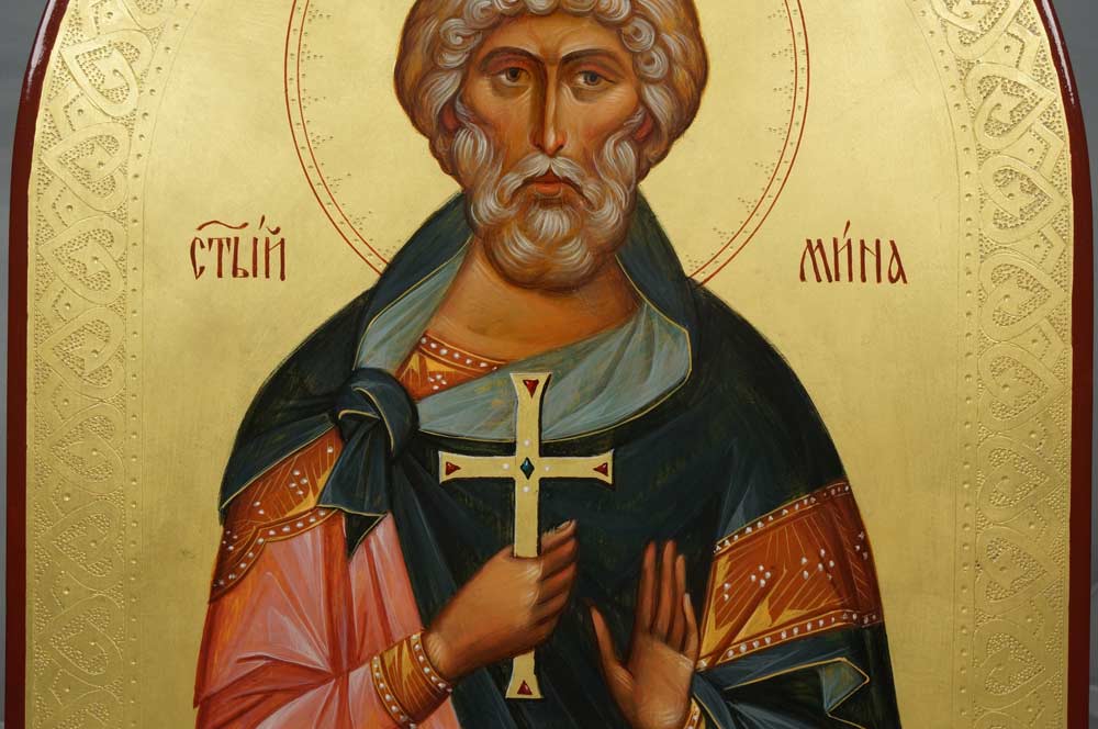 Martyr Menas of Egypt (arched wood) Hand-Painted Icon