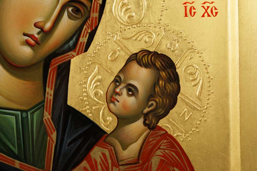 Panagia Hodegetria Hand-Painted Orthodox Byzantine Icon