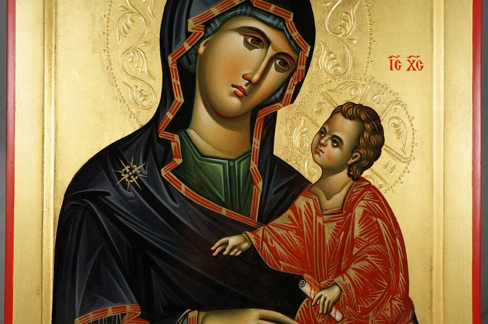 Panagia Hodegetria Hand-Painted Orthodox Byzantine Icon