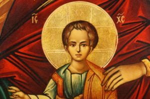 The Mother of God Enthroned Hand-Painted Byzantine Icon