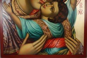 Panagia Kardiotissa (halo relief) Hand-Painted Orthodox Icon