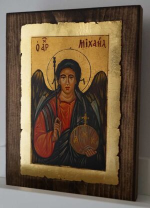Archangel Michael small Hand Painted Byzantine Icon on Wood