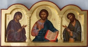 Deesis Deisis Hand-Painted Orthodox Icon Christ in Majesty Theotokos Supplicating St John the Baptist