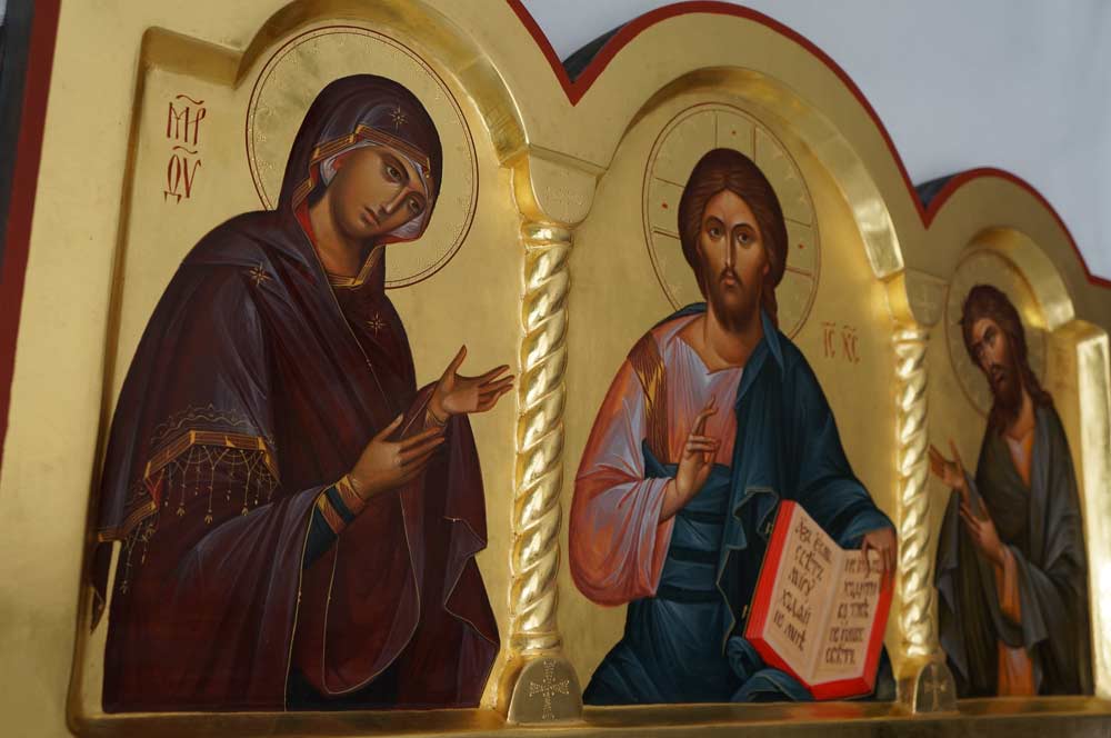 Deesis Deisis Hand-Painted Orthodox Icon Christ in Majesty Theotokos Supplicating St John the Baptist