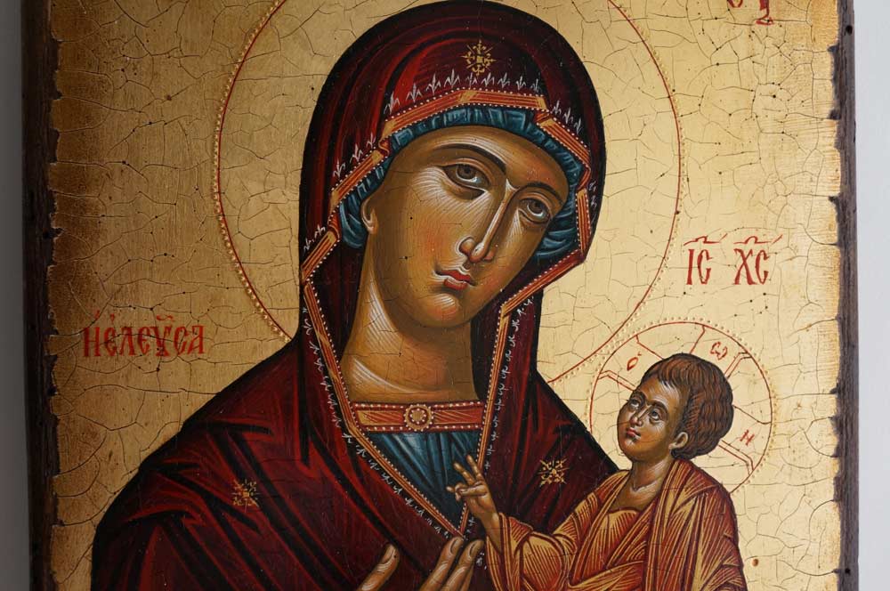 Virgin Mary Hodegetria Theotokos Guide Hand-Painted Greek Orthodox Icon