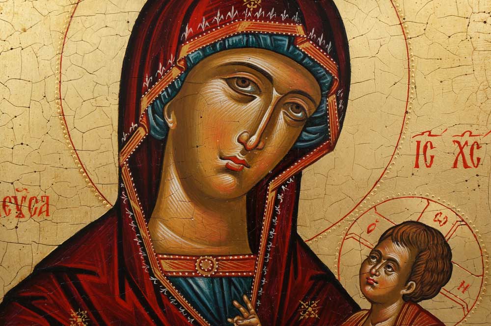 Virgin Mary Hodegetria Theotokos Guide Hand-Painted Greek Orthodox Icon