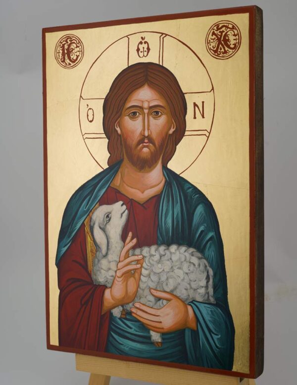 christ the good shepherd icon large hand painted orthodox