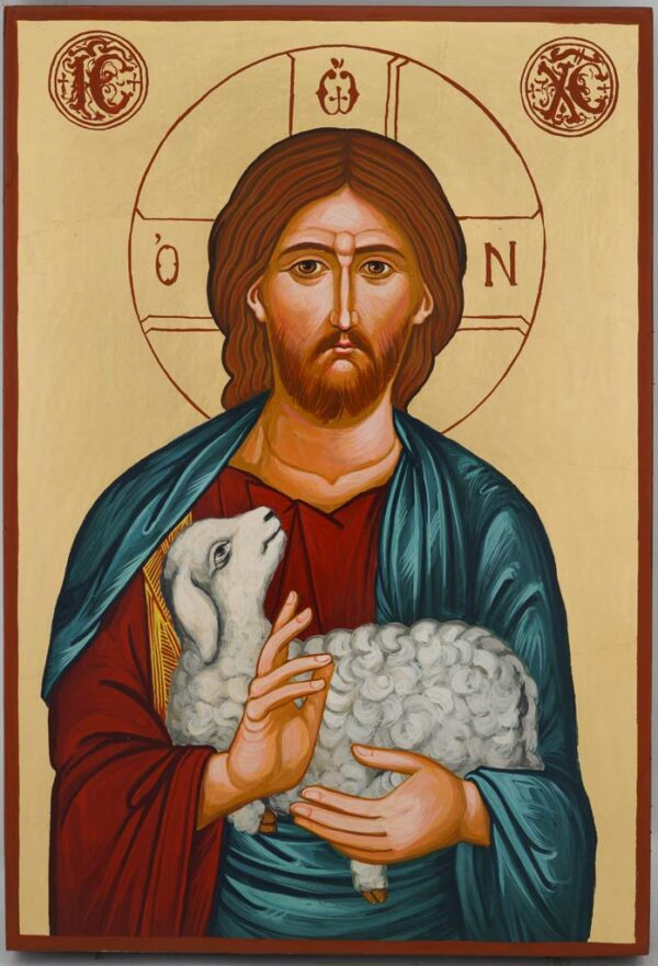 christ the good shepherd icon large hand painted orthodox