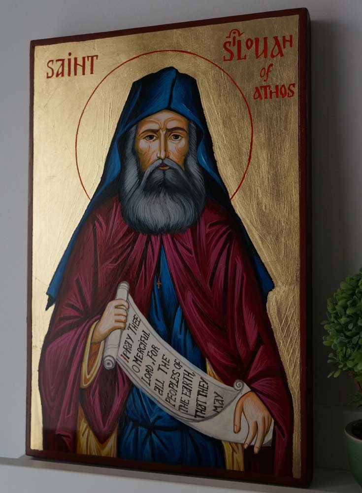 Saint St Silouan of Athos Hand Painted Greek Orthodox Icon