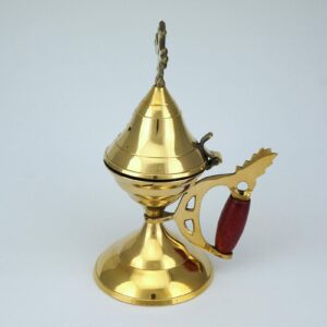 Small Brass Incense Burner Wooden Handle