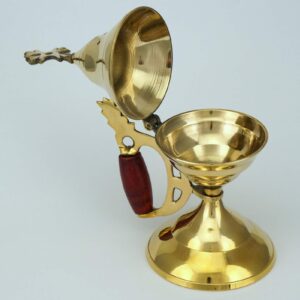 Small Brass Incense Burner Wooden Handle