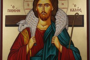 Hand-Painted Greek Orthodox Icon of Jesus The Good Shepherd